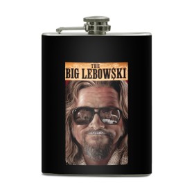 Фляга с принтом The Big Lebowski в Новосибирске, металлический корпус | емкость 0,22 л, размер 125 х 94 мм. Виниловая наклейка запечатывается полностью | Тематика изображения на принте: big | lebowski | the | большой | кинофильм | лебовски