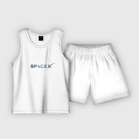 Детская пижама с шортами хлопок с принтом SpaceX в Новосибирске,  |  | space | spacex | tesla | астрономия | илон маск | космонавт | космос | прикольная надпись | спэйс икс