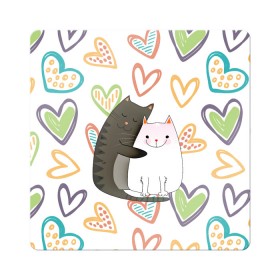Магнит виниловый Квадрат с принтом Сладкая парочка в Новосибирске, полимерный материал с магнитным слоем | размер 9*9 см, закругленные углы | 14 февраля | 8 марта | валентинов день | верность | влюбленность | влюбленные | вместе навсегда | двое | девичник | девушке | кот | коты | кошка | кошки | любимая | любимый | люблю | люблю тебя | мы с то