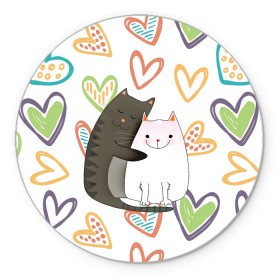 Коврик для мышки круглый с принтом Сладкая парочка в Новосибирске, резина и полиэстер | круглая форма, изображение наносится на всю лицевую часть | 14 февраля | 8 марта | валентинов день | верность | влюбленность | влюбленные | вместе навсегда | двое | девичник | девушке | кот | коты | кошка | кошки | любимая | любимый | люблю | люблю тебя | мы с то