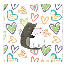 Магнитный плакат 3Х3 с принтом Сладкая парочка в Новосибирске, Полимерный материал с магнитным слоем | 9 деталей размером 9*9 см | 14 февраля | 8 марта | валентинов день | верность | влюбленность | влюбленные | вместе навсегда | двое | девичник | девушке | кот | коты | кошка | кошки | любимая | любимый | люблю | люблю тебя | мы с то