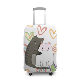 Чехол для чемодана 3D с принтом Сладкая парочка в Новосибирске, 86% полиэфир, 14% спандекс | двустороннее нанесение принта, прорези для ручек и колес | 14 февраля | 8 марта | валентинов день | верность | влюбленность | влюбленные | вместе навсегда | двое | девичник | девушке | кот | коты | кошка | кошки | любимая | любимый | люблю | люблю тебя | мы с то
