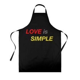 Фартук 3D с принтом LOVE IS SIMPLE в Новосибирске, 100% полиэстер | общий размер — 65 х 85 см, ширина нагрудника — 26 см, горловина — 53 см, длина завязок — 54 см, общий обхват в поясе — 173 см. Принт на завязках и на горловине наносится с двух сторон, на основной части фартука — только с внешней стороны | Тематика изображения на принте: simple | для него | для нее