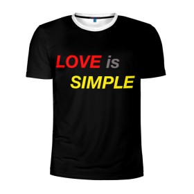 Мужская футболка 3D спортивная с принтом LOVE IS SIMPLE в Новосибирске, 100% полиэстер с улучшенными характеристиками | приталенный силуэт, круглая горловина, широкие плечи, сужается к линии бедра | Тематика изображения на принте: simple | для него | для нее