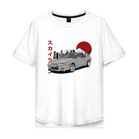 Мужская футболка хлопок Oversize с принтом Nissan Skyline R32 GT-R в Новосибирске, 100% хлопок | свободный крой, круглый ворот, “спинка” длиннее передней части | nissan skyline r32 gt r