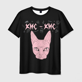 Мужская футболка 3D с принтом Кис-Кис в Новосибирске, 100% полиэфир | прямой крой, круглый вырез горловины, длина до линии бедер | punk | punk rock | rock | алина олешева | кис | кис кис | кокос | панк | панк рок | рок | софья сомусева | хмурый