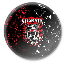 Значок с принтом Stigmata | Стигмата (Z) в Новосибирске,  металл | круглая форма, металлическая застежка в виде булавки | Тематика изображения на принте: music | rock | stigmata | альтернатива | музыка | рок | стигмата | тарас уманскии
