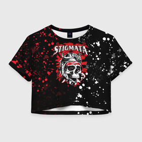 Женская футболка Crop-top 3D с принтом Stigmata в Новосибирске, 100% полиэстер | круглая горловина, длина футболки до линии талии, рукава с отворотами | music | rock | stigmata | альтернатива | музыка | рок | стигмата | тарас уманскии