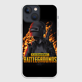 Чехол для iPhone 13 mini с принтом PUBG | ПАБГ в Новосибирске,  |  | action | battle royal | bright | fire | flame | game | heat | light | play | playerunknowns battlegrounds | pubg | wildfire | winner winner chiken dinner | искры | огненный | огонь | пабг | пламя | пожар | шутер