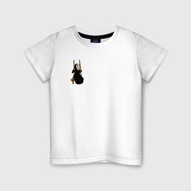 Детская футболка хлопок с принтом Безликий на качелях  в Новосибирске, 100% хлопок | круглый вырез горловины, полуприлегающий силуэт, длина до линии бедер | anime | аниме | безликий | каонаси | мульт | мультик | мультфильм | персонаж | унесённые призраками