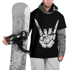 Накидка на куртку 3D с принтом Rock в Новосибирске, 100% полиэстер |  | Тематика изображения на принте: bones | fingers | metal | music | rock | коза | кости | метал | музыка | пальцы | рок | рука | скелет