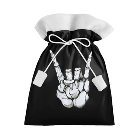 Подарочный 3D мешок с принтом Rock в Новосибирске, 100% полиэстер | Размер: 29*39 см | Тематика изображения на принте: bones | fingers | metal | music | rock | коза | кости | метал | музыка | пальцы | рок | рука | скелет