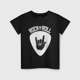 Детская футболка хлопок с принтом Rock в Новосибирске, 100% хлопок | круглый вырез горловины, полуприлегающий силуэт, длина до линии бедер | fingers | metal | music | rock | коза | медиатор | метал | музыка | пальцы | рок | рука