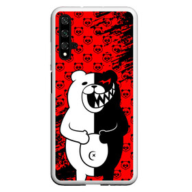 Чехол для Honor 20 с принтом MONOKUMA в Новосибирске, Силикон | Область печати: задняя сторона чехла, без боковых панелей | Тематика изображения на принте: anime | bear | black  white | danganronpa | kurokuma | monodam | monokuma | monomi | monotaro | pink | rabbit | school | shirokuma | аниме | главарь | мoноми | монокума | черно белый | школа