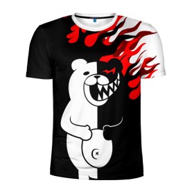 Мужская футболка 3D спортивная с принтом MONOKUMA. в Новосибирске, 100% полиэстер с улучшенными характеристиками | приталенный силуэт, круглая горловина, широкие плечи, сужается к линии бедра | anime | bear | black  white | danganronpa | kurokuma | monodam | monokuma | monomi | monotaro | pink | rabbit | school | shirokuma | аниме | главарь | мoноми | монокума | черно белый | школа