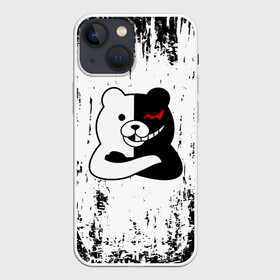 Чехол для iPhone 13 mini с принтом Монокума стоит сложа руки в Новосибирске,  |  | anime | bear | black  white | danganronpa | kurokuma | monodam | monokuma | monomi | monotaro | pink | rabbit | school | shirokuma | аниме | главарь | мoноми | монокума | черно белый | школа