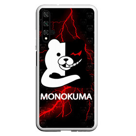 Чехол для Honor 20 с принтом MONOKUMA в Новосибирске, Силикон | Область печати: задняя сторона чехла, без боковых панелей | Тематика изображения на принте: anime | bear | black  white | danganronpa | kurokuma | monodam | monokuma | monomi | monotaro | pink | rabbit | school | shirokuma | аниме | главарь | мoноми | монокума | черно белый | школа