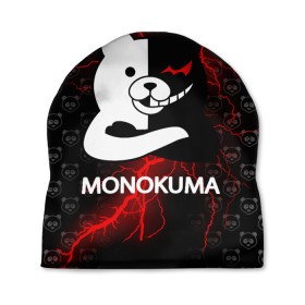 Шапка 3D с принтом MONOKUMA. в Новосибирске, 100% полиэстер | универсальный размер, печать по всей поверхности изделия | anime | bear | black  white | danganronpa | kurokuma | monodam | monokuma | monomi | monotaro | pink | rabbit | school | shirokuma | аниме | главарь | мoноми | монокума | черно белый | школа