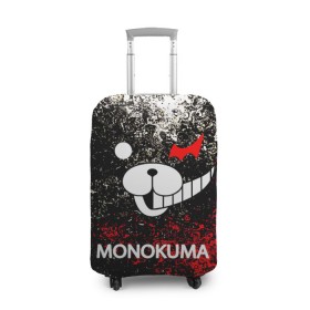 Чехол для чемодана 3D с принтом MONOKUMA. в Новосибирске, 86% полиэфир, 14% спандекс | двустороннее нанесение принта, прорези для ручек и колес | anime | bear | black  white | danganronpa | kurokuma | monodam | monokuma | monomi | monotaro | pink | rabbit | school | shirokuma | аниме | главарь | мoноми | монокума | черно белый | школа