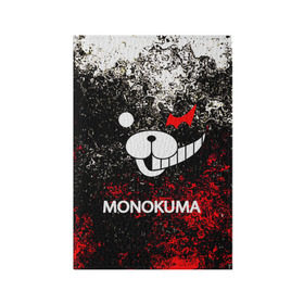 Обложка для паспорта матовая кожа с принтом MONOKUMA. в Новосибирске, натуральная матовая кожа | размер 19,3 х 13,7 см; прозрачные пластиковые крепления | Тематика изображения на принте: anime | bear | black  white | danganronpa | kurokuma | monodam | monokuma | monomi | monotaro | pink | rabbit | school | shirokuma | аниме | главарь | мoноми | монокума | черно белый | школа
