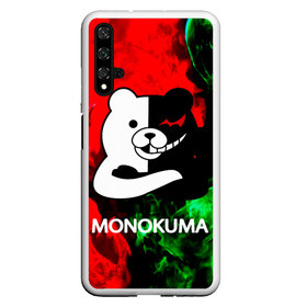 Чехол для Honor 20 с принтом MONOKUMA в Новосибирске, Силикон | Область печати: задняя сторона чехла, без боковых панелей | Тематика изображения на принте: anime | bear | black  white | danganronpa | kurokuma | monodam | monokuma | monomi | monotaro | pink | rabbit | school | shirokuma | аниме | главарь | мoноми | монокума | черно белый | школа