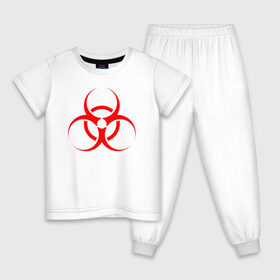 Детская пижама хлопок с принтом BIOHAZARD в Новосибирске, 100% хлопок |  брюки и футболка прямого кроя, без карманов, на брюках мягкая резинка на поясе и по низу штанин
 | Тематика изображения на принте: biohazard | radiation | re | re3 | residenr evil | toxic | virusвирус | world war z | биохазард | обитель зла | радиация | токсик | эпидемия