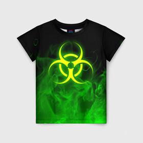 Детская футболка 3D с принтом BIOHAZARD в Новосибирске, 100% гипоаллергенный полиэфир | прямой крой, круглый вырез горловины, длина до линии бедер, чуть спущенное плечо, ткань немного тянется | biohazard | radiation | re | re3 | residenr evil | toxic | virusвирус | world war z | биохазард | обитель зла | радиация | токсик | эпидемия