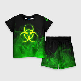 Детский костюм с шортами 3D с принтом BIOHAZARD в Новосибирске,  |  | biohazard | radiation | re | re3 | residenr evil | toxic | virusвирус | world war z | биохазард | обитель зла | радиация | токсик | эпидемия