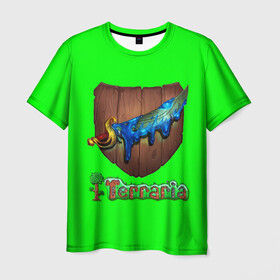 Мужская футболка 3D с принтом Terraria в Новосибирске, 100% полиэфир | прямой крой, круглый вырез горловины, длина до линии бедер | action | minecraft | terraria | игра | компьютерная игра | приключение | терария | террария