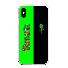 Чехол для iPhone XS Max матовый с принтом Terraria в Новосибирске, Силикон | Область печати: задняя сторона чехла, без боковых панелей | action | minecraft | terraria | игра | компьютерная игра | приключение | терария | террария