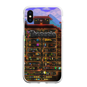 Чехол для iPhone XS Max матовый с принтом TERRARIA в Новосибирске, Силикон | Область печати: задняя сторона чехла, без боковых панелей | game | pixel | terraria | игра | пиксель | террариа