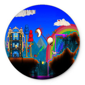 Коврик для мышки круглый с принтом TERRARIA GAME в Новосибирске, резина и полиэстер | круглая форма, изображение наносится на всю лицевую часть | game | pixel | terraria | игра | пиксель | террариа