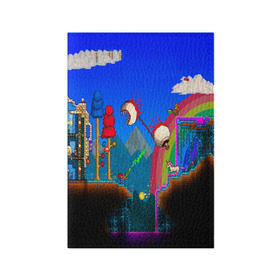 Обложка для паспорта матовая кожа с принтом TERRARIA GAME в Новосибирске, натуральная матовая кожа | размер 19,3 х 13,7 см; прозрачные пластиковые крепления | Тематика изображения на принте: game | pixel | terraria | игра | пиксель | террариа