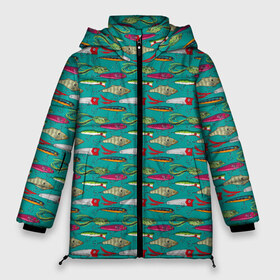 Женская зимняя куртка 3D с принтом рыбацкие блесна в Новосибирске, верх — 100% полиэстер; подкладка — 100% полиэстер; утеплитель — 100% полиэстер | длина ниже бедра, силуэт Оверсайз. Есть воротник-стойка, отстегивающийся капюшон и ветрозащитная планка. 

Боковые карманы с листочкой на кнопках и внутренний карман на молнии | fish | fishing | texture | абстракция | блестна | наживка | прикорм | рыба | рыбак | рыбалка | рыболов | текстура