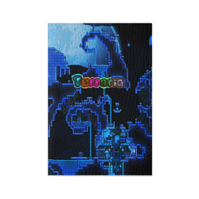 Обложка для паспорта матовая кожа с принтом Terraria в Новосибирске, натуральная матовая кожа | размер 19,3 х 13,7 см; прозрачные пластиковые крепления | Тематика изображения на принте: game | pixel | terraria | игра | пиксель | террариа