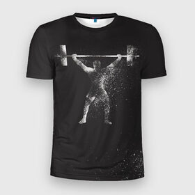 Мужская футболка 3D спортивная с принтом Атлет в Новосибирске, 100% полиэстер с улучшенными характеристиками | приталенный силуэт, круглая горловина, широкие плечи, сужается к линии бедра | lifting | wheight lifting | wheightlifting | тяжелая атлетика | штанга | штангист