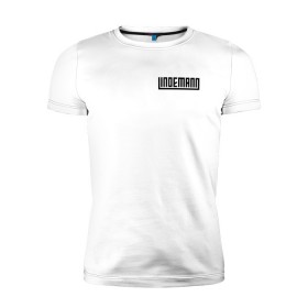 Мужская футболка премиум с принтом LINDEMANN в Новосибирске, 92% хлопок, 8% лайкра | приталенный силуэт, круглый вырез ворота, длина до линии бедра, короткий рукав | lindemann | lm | rock | кристиан лоренц | линдеманн | лм | музыка | рок | тилль линдеманн