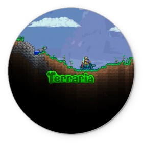 Коврик для мышки круглый с принтом terraria game в Новосибирске, резина и полиэстер | круглая форма, изображение наносится на всю лицевую часть | game | pixel | terraria | игра | пиксель | террариа