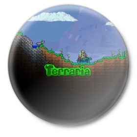 Значок с принтом terraria game в Новосибирске,  металл | круглая форма, металлическая застежка в виде булавки | Тематика изображения на принте: game | pixel | terraria | игра | пиксель | террариа