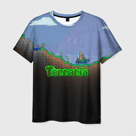 Мужская футболка 3D с принтом terraria game в Новосибирске, 100% полиэфир | прямой крой, круглый вырез горловины, длина до линии бедер | game | pixel | terraria | игра | пиксель | террариа