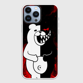 Чехол для iPhone 13 Pro Max с принтом MONOKUMA В ПЛАМЕНИ   МОНОКУМА в Новосибирске,  |  | Тематика изображения на принте: anime | bear | black  white | danganronpa | kurokuma | monodam | monokuma | monomi | monotaro | rabbit | school | shirokuma | аниме | главарь | мoноми | монокума | черно белый | школа