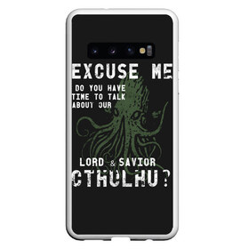 Чехол для Samsung Galaxy S10 с принтом Cthulhu в Новосибирске, Силикон | Область печати: задняя сторона чехла, без боковых панелей | Тематика изображения на принте: call of cthulhu | cthulhu | lovecraft | valaybalalay | валайбалалай | зов | ктулху | лавкрафт | мистика | монстры | ужасы | фэнтези | хоррор