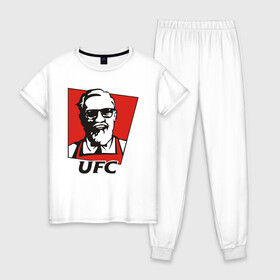 Женская пижама хлопок с принтом UFC в Новосибирске, 100% хлопок | брюки и футболка прямого кроя, без карманов, на брюках мягкая резинка на поясе и по низу штанин | mcgregor | боец | единоборства | конор макгрегор | макгрегор | спорт