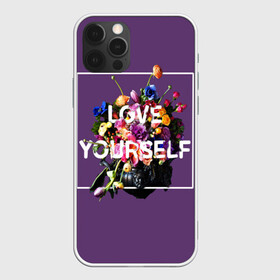 Чехол для iPhone 12 Pro с принтом Love Yourself в Новосибирске, силикон | область печати: задняя сторона чехла, без боковых панелей | bangtan | bighit | boy | fake love | j hope | jimin | jin | jungkook | korea | kpop | live | luv | mic drop | rm | suga | v | with | бтс | кей | поп