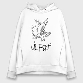 Женское худи Oversize хлопок с принтом LIL PEEP в Новосибирске, френч-терри — 70% хлопок, 30% полиэстер. Мягкий теплый начес внутри —100% хлопок | боковые карманы, эластичные манжеты и нижняя кромка, капюшон на магнитной кнопке | lil peep | lil prince | pink | зарубежная музыка | лил пип | маленький принц