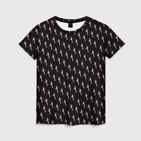 Женская футболка 3D с принтом LiL PEEP Pattern в Новосибирске, 100% полиэфир ( синтетическое хлопкоподобное полотно) | прямой крой, круглый вырез горловины, длина до линии бедер | lil peep | lil prince | pink | зарубежная музыка | лил пип | маленький принц