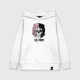 Детская толстовка хлопок с принтом Lil Peep в Новосибирске, 100% хлопок | Круглый горловой вырез, эластичные манжеты, пояс, капюшен | lil | lil peep | music | new | peep | rap | rip | skull | лил | музыка | пеп | пип | рэп | рэпер | скилет | череп