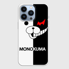 Чехол для iPhone 13 Pro с принтом Монокума поцарапанный в Новосибирске,  |  | anime | bear | black  white | danganronpa | kurokuma | monodam | monokuma | monomi | monotaro | pink | rabbit | school | shirokuma | аниме | главарь | мoноми | монокума | черно белый | школа