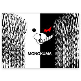 Поздравительная открытка с принтом MONOKUMA. в Новосибирске, 100% бумага | плотность бумаги 280 г/м2, матовая, на обратной стороне линовка и место для марки
 | anime | bear | black  white | danganronpa | kurokuma | monodam | monokuma | monomi | monotaro | pink | rabbit | school | shirokuma | аниме | главарь | мoноми | монокума | черно белый | школа