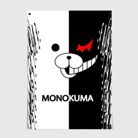 Постер с принтом MONOKUMA. в Новосибирске, 100% бумага
 | бумага, плотность 150 мг. Матовая, но за счет высокого коэффициента гладкости имеет небольшой блеск и дает на свету блики, но в отличии от глянцевой бумаги не покрыта лаком | anime | bear | black  white | danganronpa | kurokuma | monodam | monokuma | monomi | monotaro | pink | rabbit | school | shirokuma | аниме | главарь | мoноми | монокума | черно белый | школа
